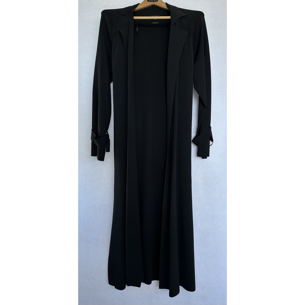 MASSIMO DUTTI Black Long Cardigan Sweater Heavy Sz M Belted Career Capsule.